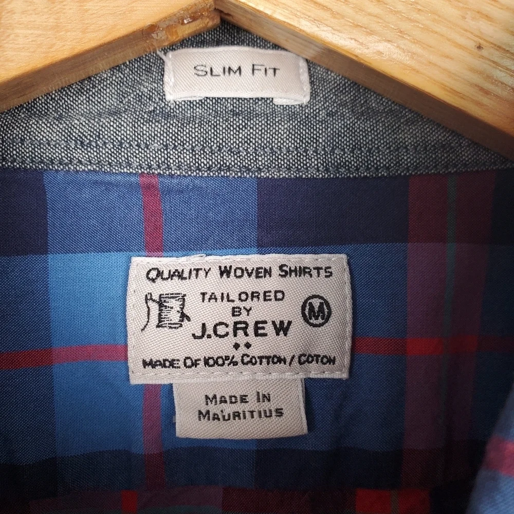 J. Crew Blue and Red Plaid Casual Button Down Shirt. MED. C0039